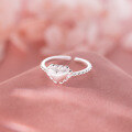 wholesale S925 Sterling Silver Fresh Sweet Ins Style Niche Design Lace Brushed Heart Ring R02459-0-2