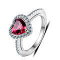 wholesale Silver Red Garnet Heart-shaped Zircon Ring for Women, Minimalist Luxury Small Fashion Unique Love Red Diamond Ring for Index Finger-0-4