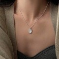 wholesale S925 Sterling Silver Natural Mother-of-Pearl Iridescent Shimmer Oval Shell Necklace Minimalist Design Small Collarbone Chain Ins Style-0-2