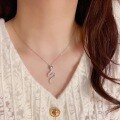wholesale Silver S990, the Maker's full-diamond silver snake auspicious necklace, a fashionable, luxurious, and uniquedesign with a high-end sense collarbone chain-0-1