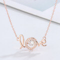 wholesale S925 Sterling Silver Beating Heart Necklace for Women, Korean Style Minimalist and Luxe Love Letter Pendant Collarbone Chain-0-0