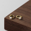 wholesale S925 sterling silver mini single diamond ear cuff Korean-style simple and stylish square-colored zirconium ear bone jewelry G9564-0-2
