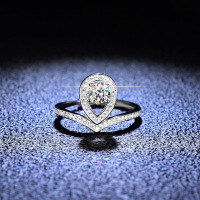 Silver Moissanite Princess Crown Ring for Live Streaming Supply-50 points (set with eight hearts and eight arrows zircon)  13 yards