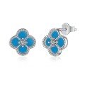 wholesale S925 Sterling Silver Korean-style Light Luxury Earrings with Advanced Zircon and Mother-of-Pearl Inlay, Fashionable Clover Minimalist Design Earrings-0-11