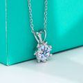 wholesale S925 Sterling Silver Moissanite Heart Snowflake Pendant Necklace for Women, Ins Chic Minimalist Valentine's Day Gift-0-1