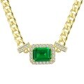 wholesale 925 Silver Adjustable Minimalist Necklace 40+3cm with Simulated Emerald 1ct Pendant, Mu Jing Jewelry New-0-4