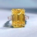 wholesale Metal Material: 925 Sterling Silver, New 11*15mm Imported High Carbon Diamond Yellow Diamond Ring for Women,Ins Style-0-5