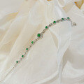 wholesale S925 Silver Inlaid Natural Jadeite Type A Hot Green Ice Species Multi-Grain Bracelet Live Streaming Supply Chain-0-1
