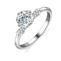 925 Silver Moissanite Ring Women's Bow Flower Diamond-0-2