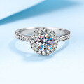 wholesale S925 Silver Plated with Pt950 Platinum Women's Round Shank Moissanite Diamond Ring Setting Drop Shipping-0-0