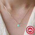 wholesale S925 Sterling Silver Turquoise Sunflower Necklace, Women's Korean Minimalist Stylish Adjustable Collarbone Chain-0-3