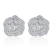 wholesale Metal Material: ZHUOFAN Jewelry Light Luxury Advanced Style Camellia Earrings, Exquisite Temperament Rose Ear Accessories on Xiaohongshu-E255 Camellia Earrings 925 Silver