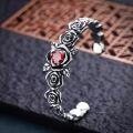 wholesale Antique Silver Rose Red Diamond Ring, a European and American hit with Korean-style elegance,, vintage distressed design for a unique statement piece-0-1