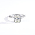 S925 Sterling Silver Women's Cross-Border Ring with Large Radiant Moissanite-0-3