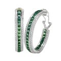 wholesale S925 Sterling Silver Inlaid Emerald Hoop Earrings for Women, New Arrival, Elegant and Versatile, Best-Selling-0-4