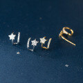 wholesale S925 Sterling Silver Diamond-Inlaid Arc Double-Layer Five-Point Star Ear Studs Korean Style Sweet and Unique Ear Accessories M02139-0-2