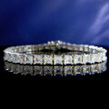 wholesale Sterling Silver 4*4 Princess Cut Silver Bracelet New Design by MuJing Jewelry, Ins, Simple and Elegant, High-End Sense, Light Luxury with Full Diamonds-0-1