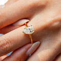 18K Gold Plated S925 Silver Moissanite Pear-Shaped Halo Ring-0-2