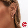 wholesale S925 Sterling Silver Diamond-Accented Chain Tassel Pearl Earrings-0-1