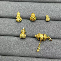 wholesale Metal S925 silver gold-plated spacer beads for DIY bracelets and necklaces, gourd luck-bringing beads, handcrafted braiding accessory beads with through holes-A hollow gourd