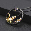 wholesale 925 Silver Designer Chinese Zodiac Rat Pendant with Natural Gemstone Necklace-0-1
