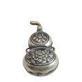 wholesale S925 Sterling Silver Retro Ethnic Style Peony Gourd Pendant, Antique Silver Carved Gourd Bead, Braided Cord Necklace Pendant-0-4
