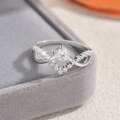 wholesale S925 Silver Geometric Moissanite Ring, Amazon Best-Seller, Fashion Women's Ring with Exquisite Inlay-0-2