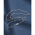 wholesale 925 Sterling Silver Beaded Spacer Necklace for Women, Summer Silver Chain with Pendant, High-End Versatile Snowflake Collarbone Chain-0-19