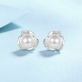 wholesale S925 Sterling Silver Moissanite Earrings with Freshwater Pearls, Women's Light Luxury Minimalist Korean-style Earrings, Ready for Wholesale-0-0
