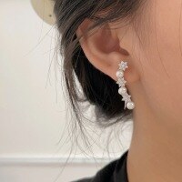 wholesale S925 Sterling Silver Freshwater Pearl Hexagram Ear Hooks for Women, Light Luxury Fashion, Exquisite High-End Trendy Earrings-Sterling silver