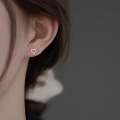 wholesale S925 Sterling Silver Hollow-Out Minimalist Small Love Earrings, Fashionable Tiny Design, Cold Style, Sleep-Friendly Non-Removable Studs-0-2