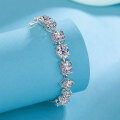 S925 Sterling Silver Geometric Irregular Tennis Bracelet with Moissanite and Zirconia for Women-0-0