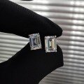 wholesale Metal material first, 1ct rectangle 5*7 four-prong simulated diamond earrings, simple and versatile earrings for women, hot sale in Europe and America by Shipei Jewelry-0-5