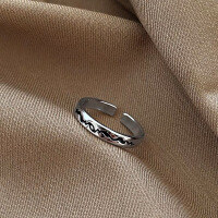 wholesale 925 Sterling Silver Mengze Ring, Open Adjustable Unisex Minimalist Ins Trendy Fashion Design Niche Thai Silver Ring-xb1240-Mengze