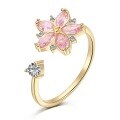 wholesale S925 Sterling Silver Euro-American Cross-Border INS Style Diamond-Inlaid Peach Blossom Stress-Relief Rotating Series Versatile Design Women's Ring-0-6