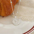 wholesale S925 Sterling Silver Rose Flower Round Pendant Necklace for Women, Small and Chic, High-end Style Collarbone Chain, New Korean Version-0-5