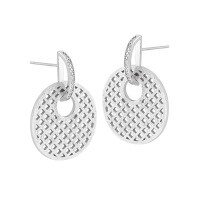 wholesale Sterling Silver S25 Korean Indie Ins Geometric Circle Hollow Mesh Design Stud Earrings for Women-White gold [with silicone earplugs] &gt; 925 silver
