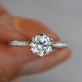 S925 Silver Hollow Six-Claw Classic Moissanite Proposal Ring for Women-0-2