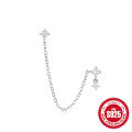 wholesale 925 Sterling Silver with Rhinestones, Star Chain Tassel Ear Clip, Ins。-0-4