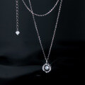 wholesale S925 Silver Single Diamond Round Necklace Korean Style Minimalist Fresh and Simple Personality Elegant Women's Necklace D9412-0-4