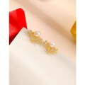 wholesale S925 Sterling Silver Freshwater Pearl Earrings for Women, 6-7mm Mochi Pearl Flower Earrings, Minimalist and Elegant-0-3