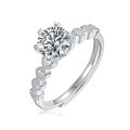 Sterling Silver Six-Prong Heart Moissanite Ring, Wedding Design, Premium Jewelry Wholesale-0-3