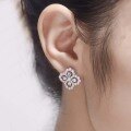 wholesale Metal material, Yun Tong Jewelry celebrity same style HW four-leaf clover earrings with 5A zirconia teardrop halo, ladies' fresh and delicate earrings-0-4