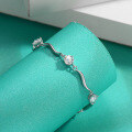 wholesale Metal S925 Sterling Silver Moissanite Zirconia Inlaid Diamond Bracelet Fashion Personality Minimalist Bangle Wholesale Gift for Girlfriend-0-1