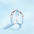 wholesale S925 Sterling Silver Moissanite Couple Rings, Unisex Plain Silver Bands, Minimalist Matching Rings for Valentine's Day Gift-0-2
