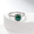 wholesale S925 Silver Lab-Grown Emerald Cushion-Cut 15ct Ring Fashionable and Versatile Direct Factory Stock-0-4