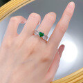 wholesale 925 Sterling Silver Full Diamond Vintage Ring, Live New Simulated Emerald Heart Shape 7*7mm-0-3