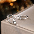 wholesale S925 Sterling Silver Cat Ear Clip Cartoon Niche Cute Pet Creative 3D Small Cat Ear Hoop Earrings Cross-Border New Accessories-0-1