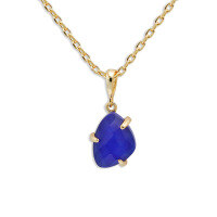 wholesale Metal material first: new minimalist commuting natural lapis lazuli white crystal irregular fashion advanced necklace for women-Natural Lapis Lazuli + White Crystal Double Stone Clavicle Necklace 925 Silver