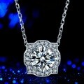 S925 Silver Cross-Border Star Moissanite Pendant Necklace-0-5